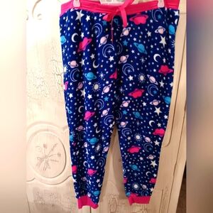 Space-Themed Pajama Pants - Blue and Pink